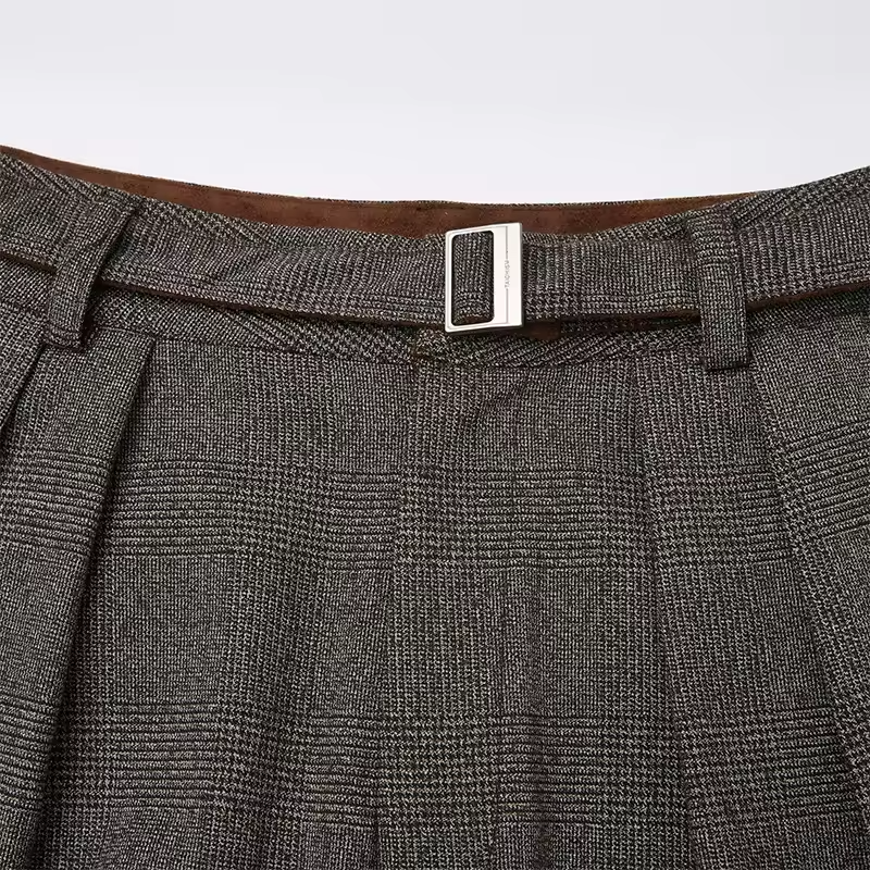 FEWQ Korean Retro Pleated Patchwork Suede Men's Trousers Casual Fashion Straight Leg Wide Leg Pants 2026 Autumn New