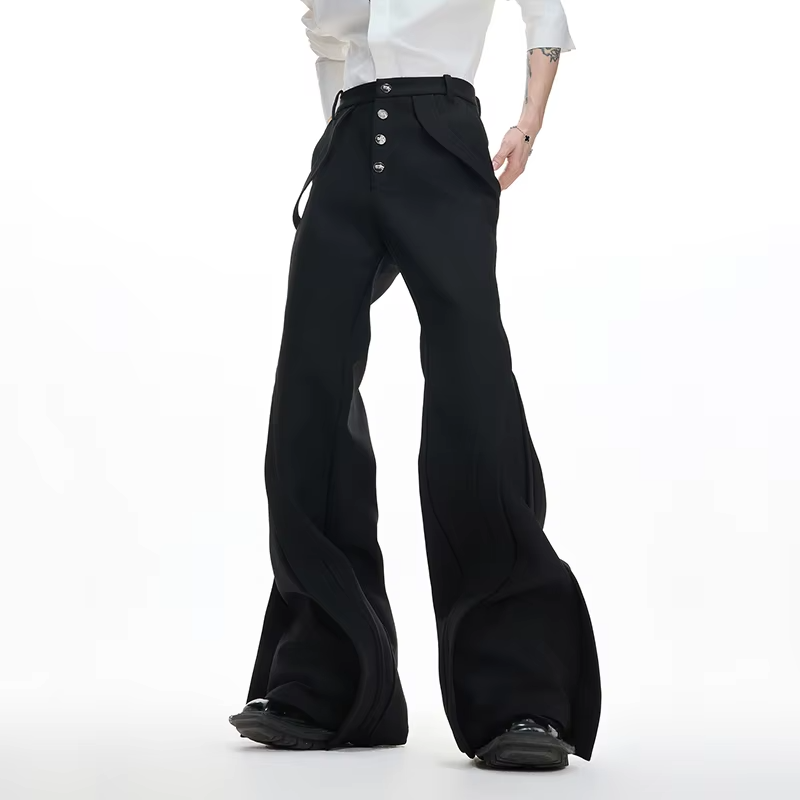 FEWQ Chic Niche Design Flared Straight Men Suit Pants Casual Simple Solid Color Versatile Trousers 2026 Spring New