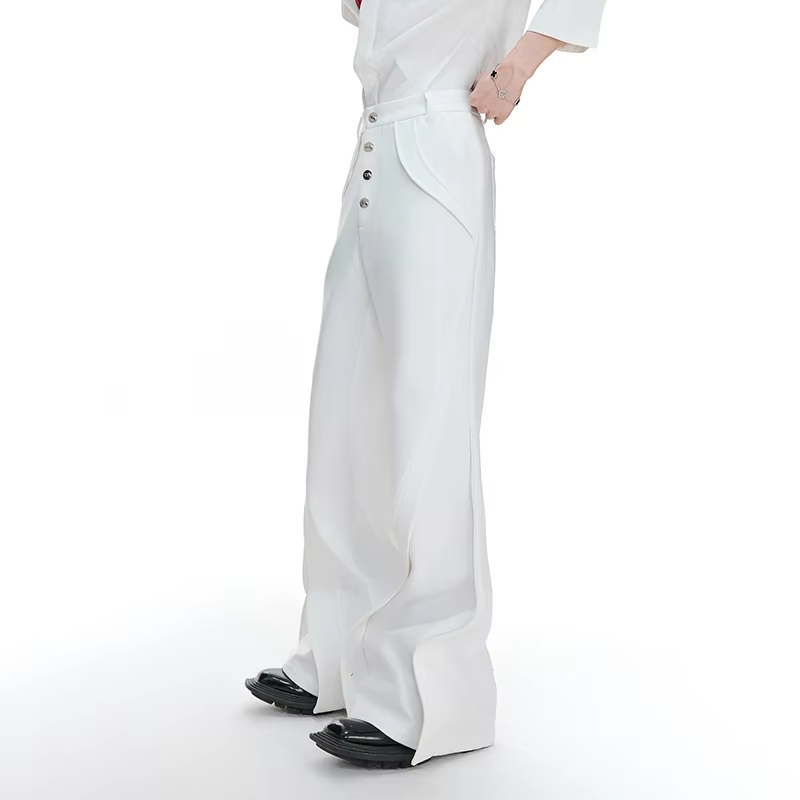 FEWQ Chic Niche Design Flared Straight Men Suit Pants Casual Simple Solid Color Versatile Trousers 2026 Spring New