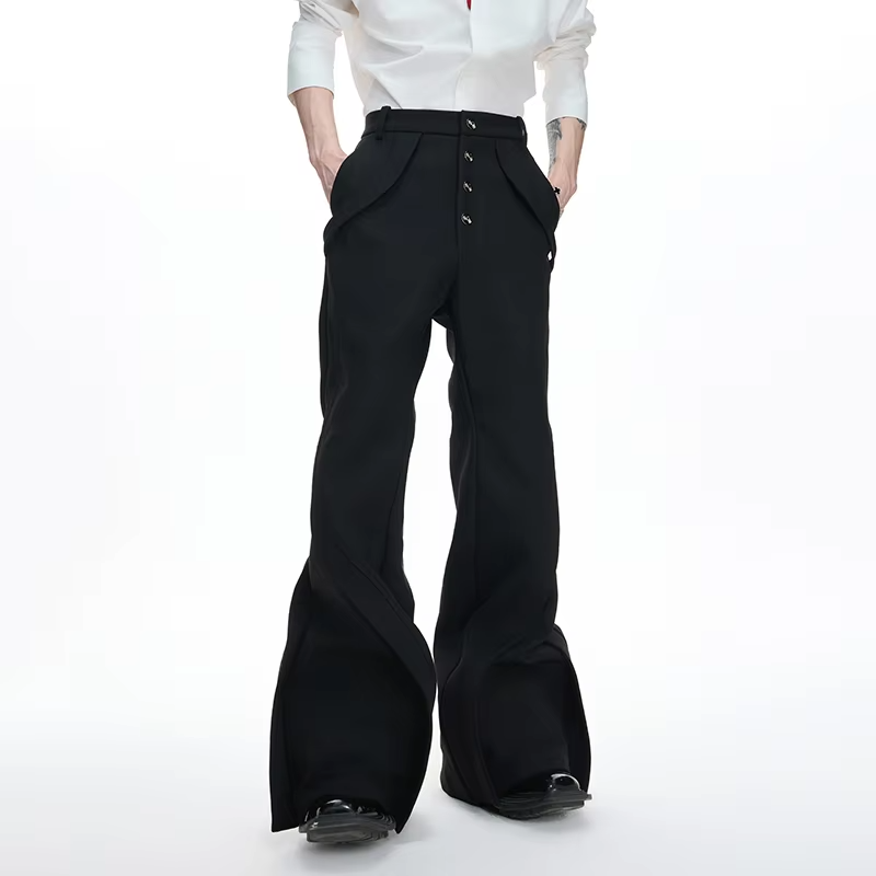 FEWQ Chic Niche Design Flared Straight Men Suit Pants Casual Simple Solid Color Versatile Trousers 2026 Spring New