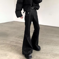 FEWQ Retro Design Punk Style Men's PU Leather Pants Casual Windproof Solid Color Micro Flared Trousers 2026 Spring New