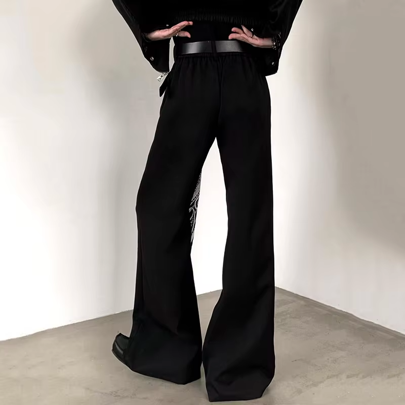 FEWQ American High Street Detachable Silk Scarf Men's Micro Pull Western Pants Casual Pendant Straight Trousers 2026 Autumn New