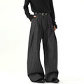 FEWQ Korean Style Men's Casual Pants Pleated Design Striped Contrast Color Troousers Loose Wide Leg Niche Male Bottom