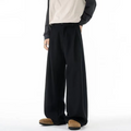 FEWQ Korean Style Men's Suit Pants Pleated Design Solid Color Silhouette Fashion Menswear Straight Leg Loose Male Bottom