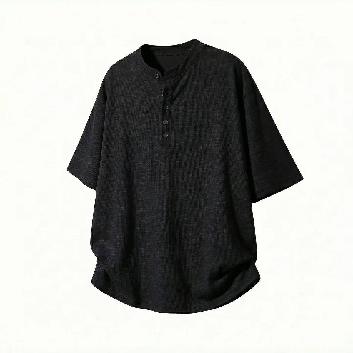Chic Knitted Short-Sleeved Shirt for Men Breathable, Soft Relaxed-Fit Versatile Solid-Colour Oversized Shirt Jacket