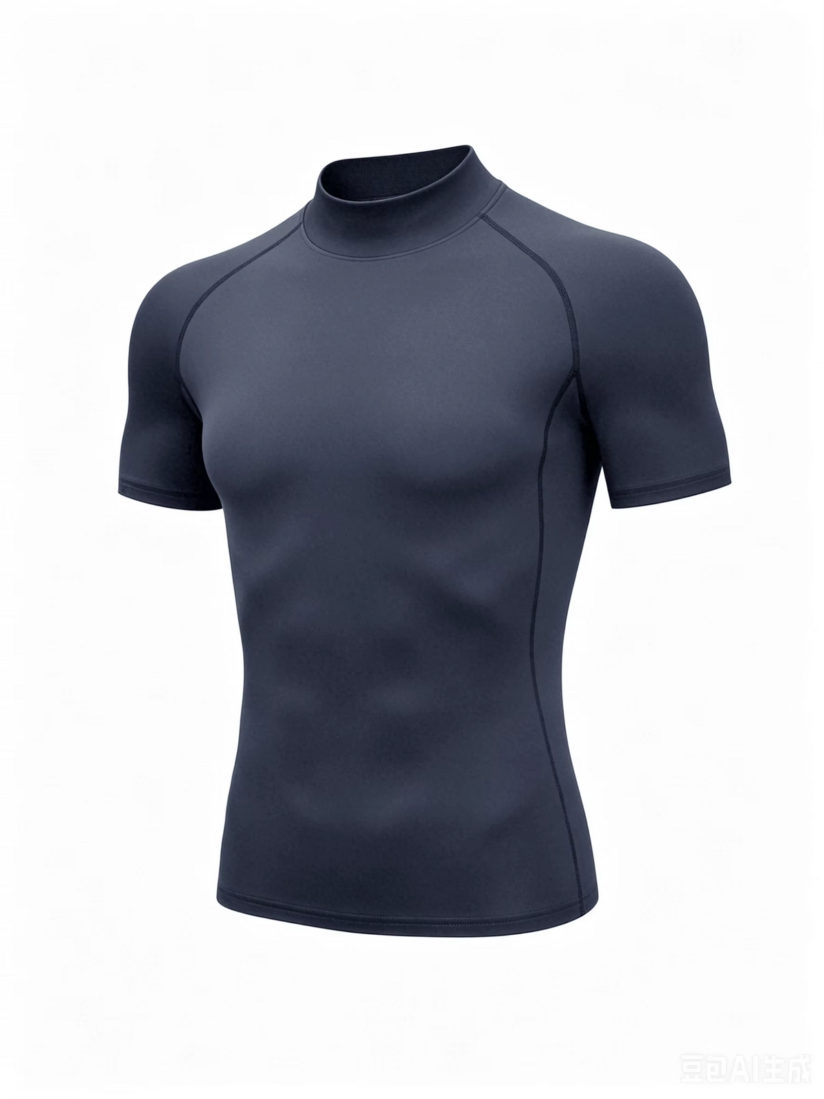 Men Mock High Neck Short Sleeve Athletic Baselayer Shirt Quick Dry Breathable Tops For Gym Training Running Sports Workout